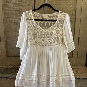 White Knox Rose Baby Doll Top